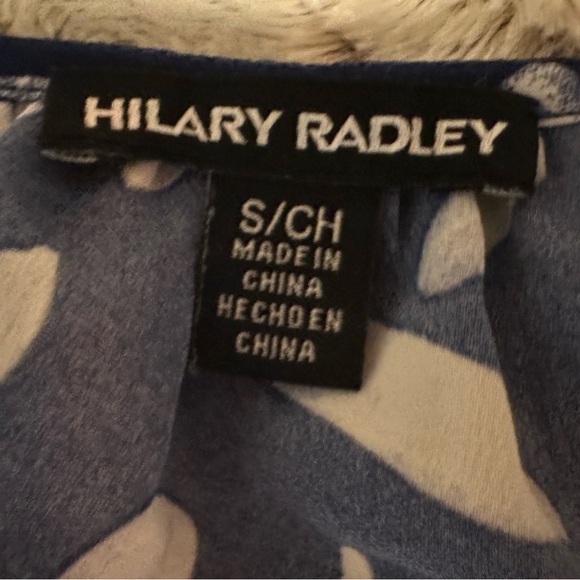 HILARY RADLEY Blue Brush Stroke Print Blouse Top Short Sleeve V-Neck SMALL - Picture 5 of 8